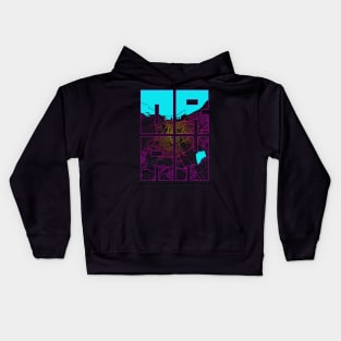 Oran, Algeria City Map Typography - Neon Kids Hoodie